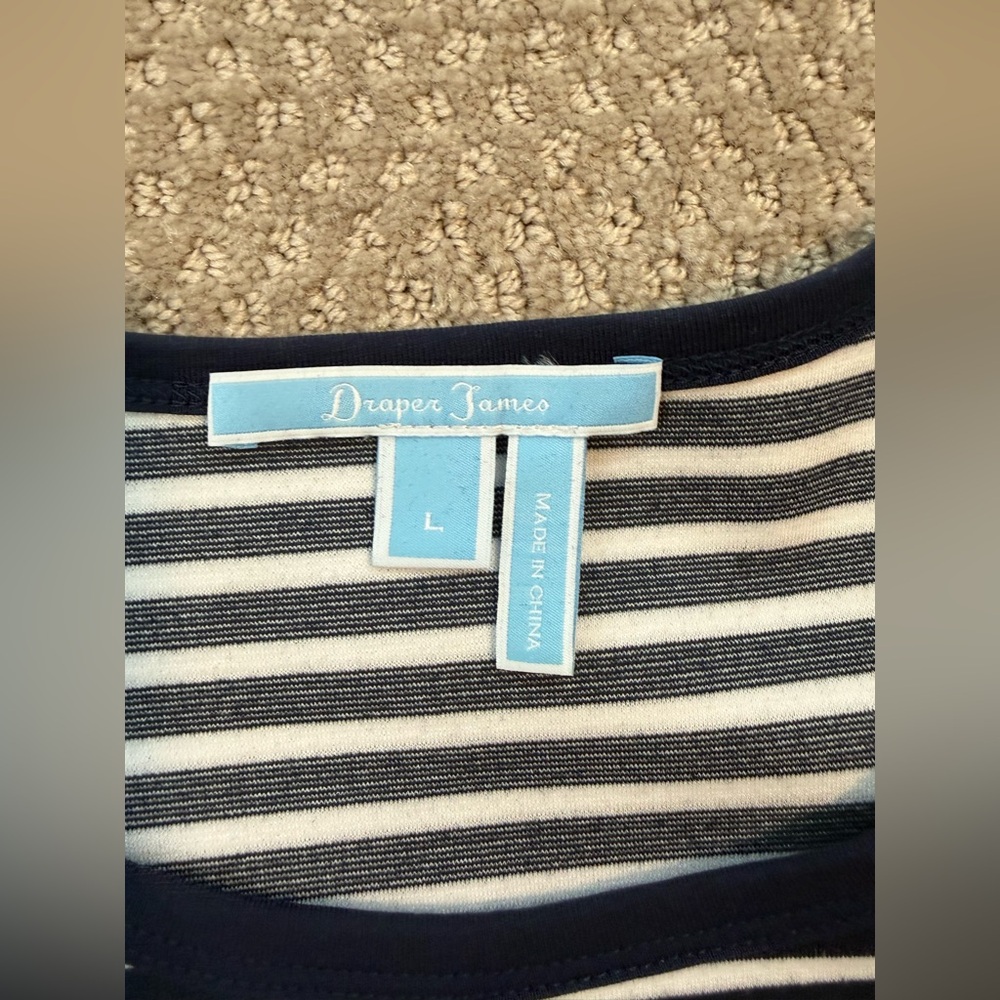 Draper James Navy and White Striped Long Sleeve Top - Picture 4 of 7